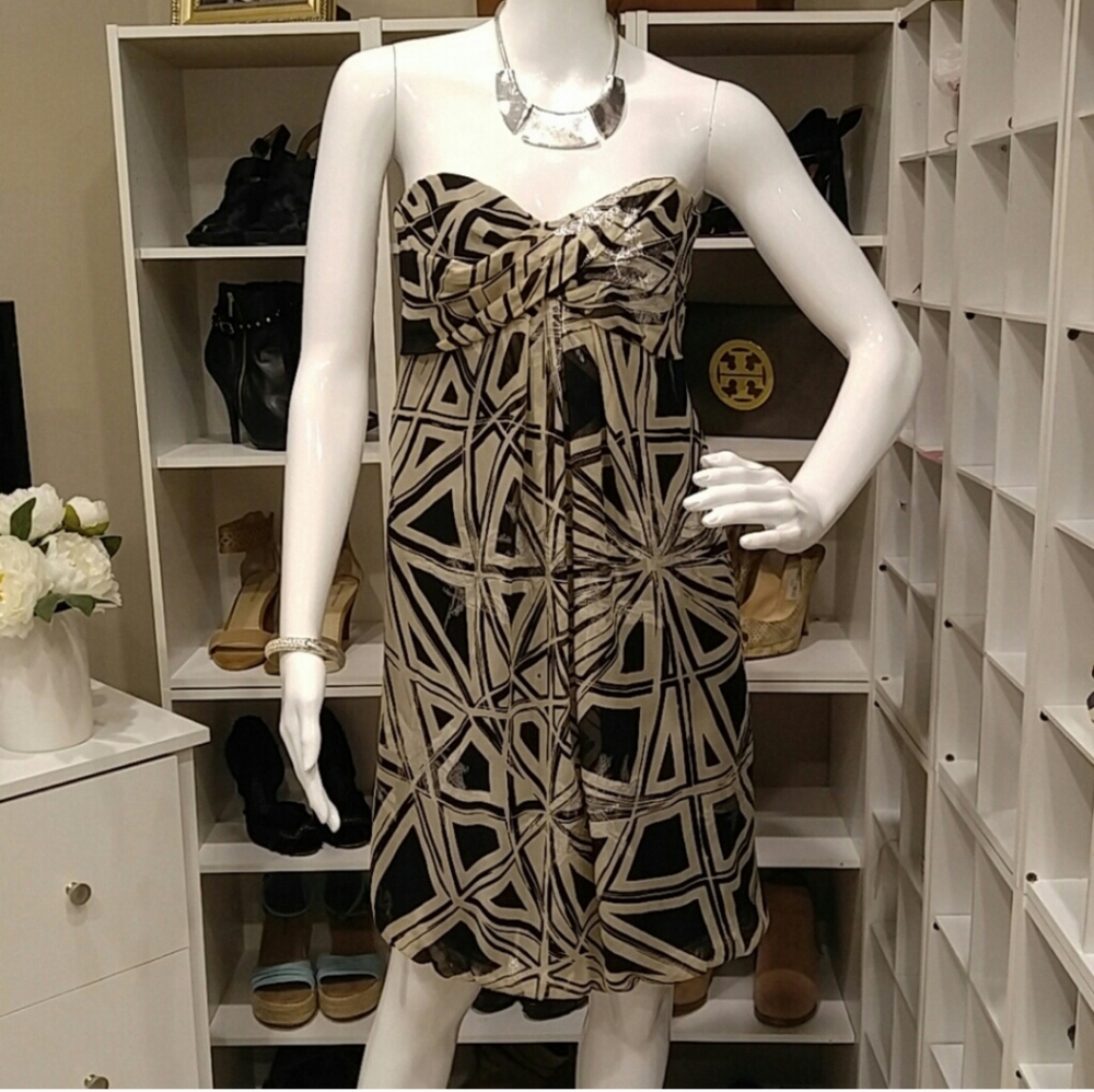 NICOLE MILLER STRAPLESS METALLIC DRESS 2P